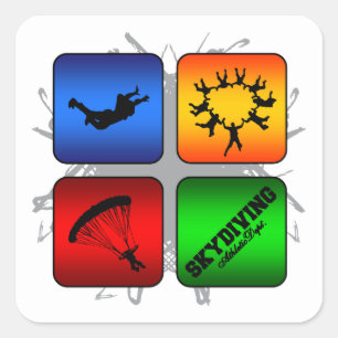 Fantastische Skydiving städtische Art Quadratischer Aufkleber