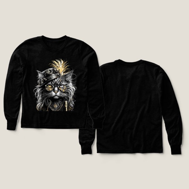 Fantastische Steampunk-Katze  (Design Vorder- & Rückseite)