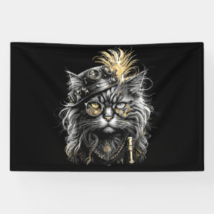 Fantastische Steampunk-Katze Banner