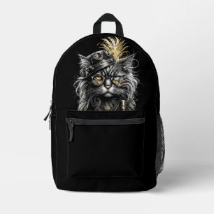 Fantastische Steampunk-Katze Bedruckter Rucksack
