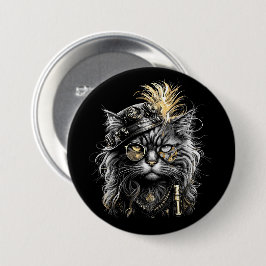 Fantastische Steampunk-Katze Button