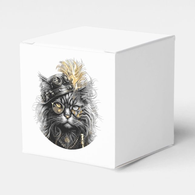 Fantastische Steampunk-Katze  Geschenkschachtel (Vorderseite)