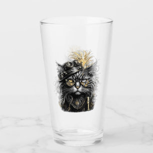 Fantastische Steampunk-Katze  Glas