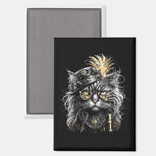 Fantastische Steampunk-Katze  Magnet