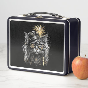 Fantastische Steampunk-Katze  Metall Brotdose