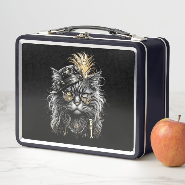 Fantastische Steampunk-Katze  Metall Brotdose (Beispiel)
