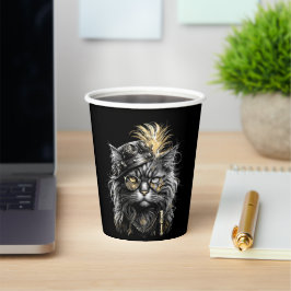 Fantastische Steampunk-Katze Pappbecher