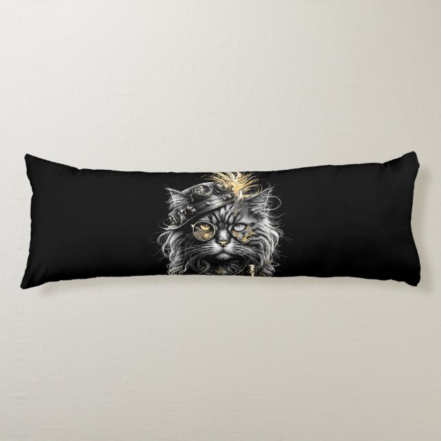 Fantastische Steampunk-Katze  Seitenschläferkissen (Vorderseite)