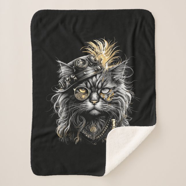 Fantastische Steampunk-Katze  Sherpadecke (Vorderseite)