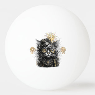 Fantastische Steampunk-Katze  Tischtennisball