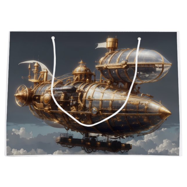 Fantastische Steampunkflugzeuge Große Geschenktüte (Vorderseite)