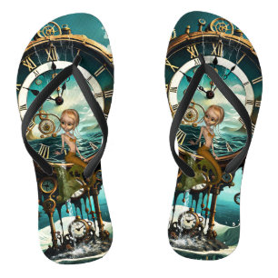 Fantastische Steampunkuhr Flip Flops