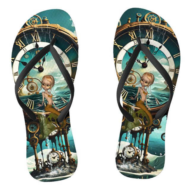 Fantastische Steampunkuhr Flip Flops (Fußbett)