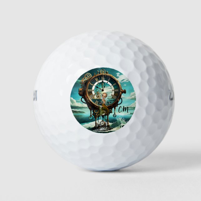 Fantastische Steampunkuhr Golfball (Vorderseite)