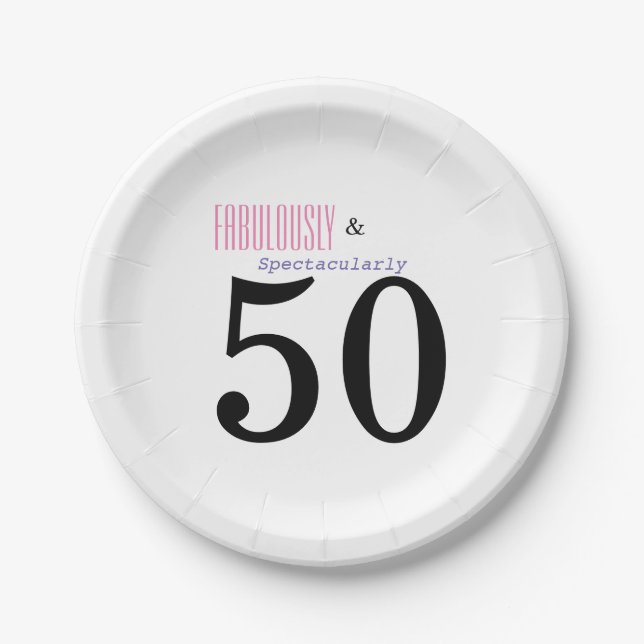 Fantastische und fünfzigjährige Geburtstagsparty-T Pappteller (Vorderseite)