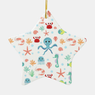 Fantastische Unterwasser-Meereslebewesen Keramik Ornament