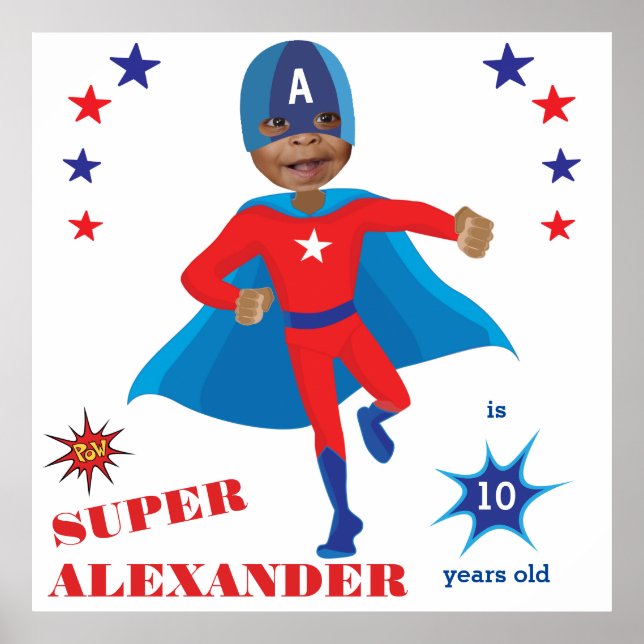 Fantastische USA Superhero Boy Birthday Tremendous Poster (Vorne)