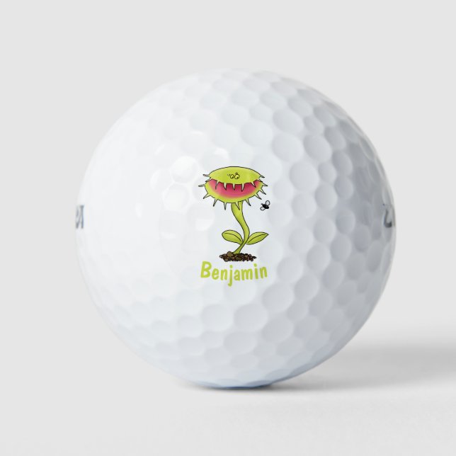 Fantastische Venus Fliegenfalle Pflanze Cartoon Golfball (Vorderseite)