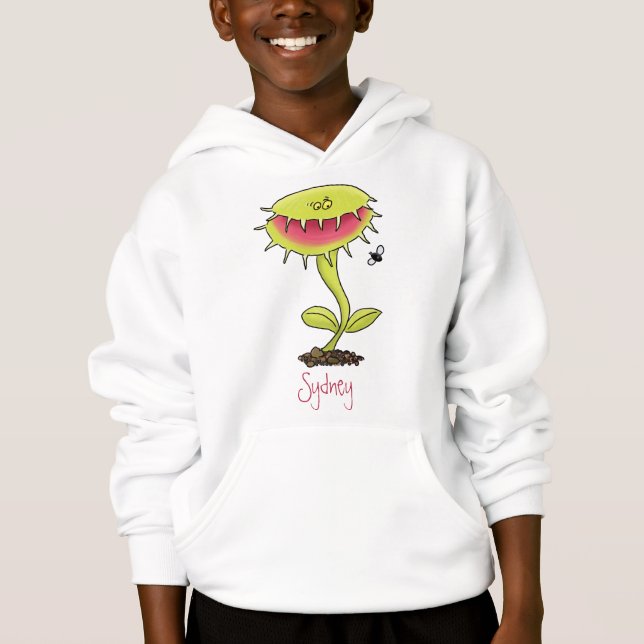 Fantastische Venus Fliegenfalle Pflanze Cartoon Hoodie (Vorderseite)