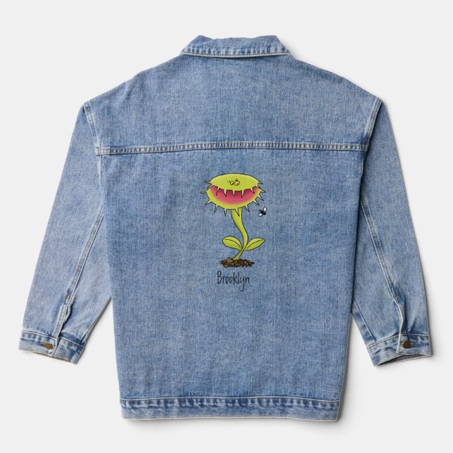 Fantastische Venus Fliegenfalle Pflanze Cartoon Jeansjacke (Rückseite)