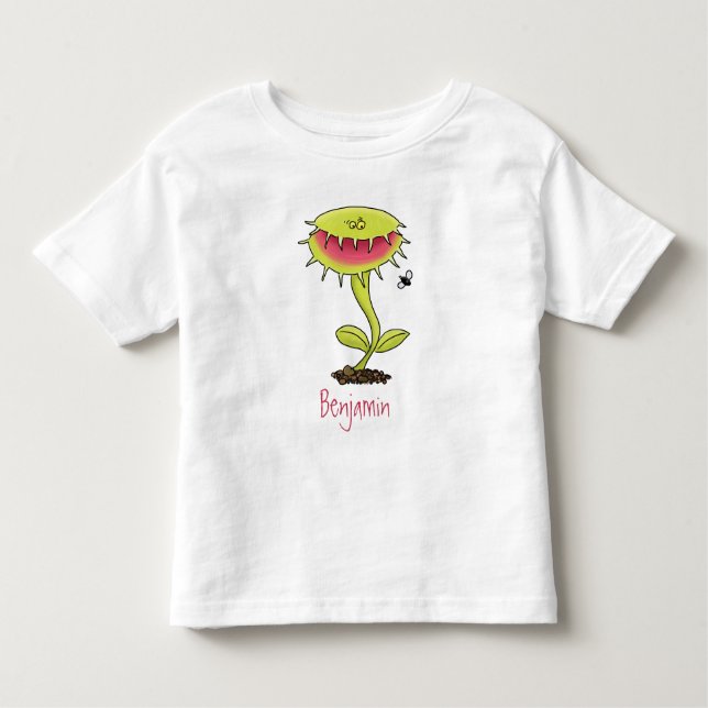 Fantastische Venus Fliegenfalle Pflanze Cartoon Kleinkind T-shirt (Vorderseite)