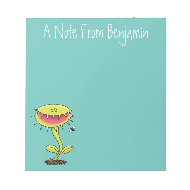 Fantastische Venus Fliegenfalle Pflanze Cartoon Notizblock (Vorderseite)