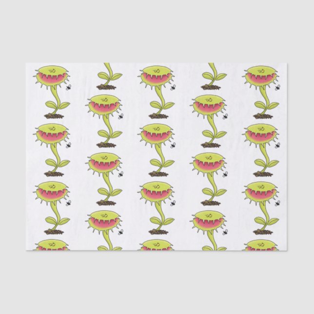 Fantastische Venus Fliegenfalle Pflanze Cartoon Seidenpapier (Vorderseite)