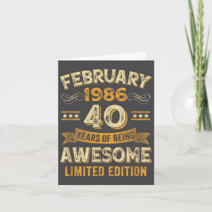 Fantastische Vintage Februar 1986 40. Geburtstag Karte