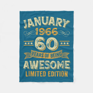 Fantastische Vintage Januar 1966 60. Geburtstag Fleecedecke