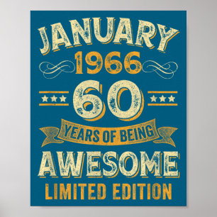 Fantastische Vintage Januar 1966 60. Geburtstag Poster