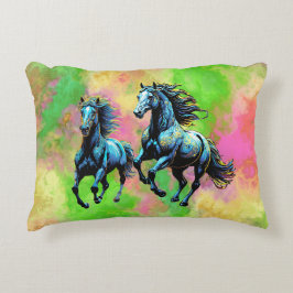 Fantastische zwei galoppierende Pferde Dekokissen