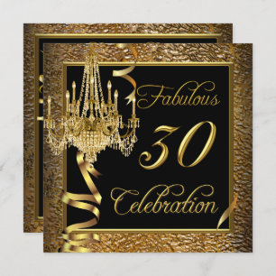 Fantastischer 30 Celebration Gold Schwarzer Kronle Einladung