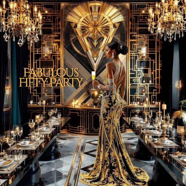 Fantastischer 50. Art Deko Woman African American  Einladung (Von Creator hochgeladen)