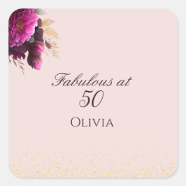 Fantastischer 50 Blush Pink Gold Glitzer Geburtsta Quadratischer Aufkleber