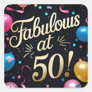 Fantastischer 50 farbenfroher Confetti Ballon Gebu Quadratischer Aufkleber