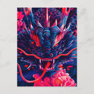 Fantastischer Blossom Fury Dragon Ankündigungspostkarte