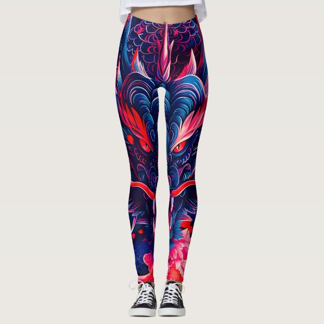 Fantastischer Blossom Fury Dragon Leggings (Vorderseite)