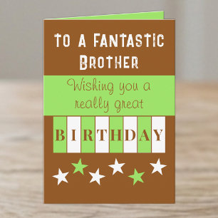 Fantastischer Bruder braun grüner Geburtstag Karte
