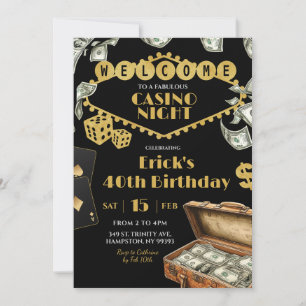 Fantastischer Casino-Abend 40. 50. Erwachsener Geb Einladung
