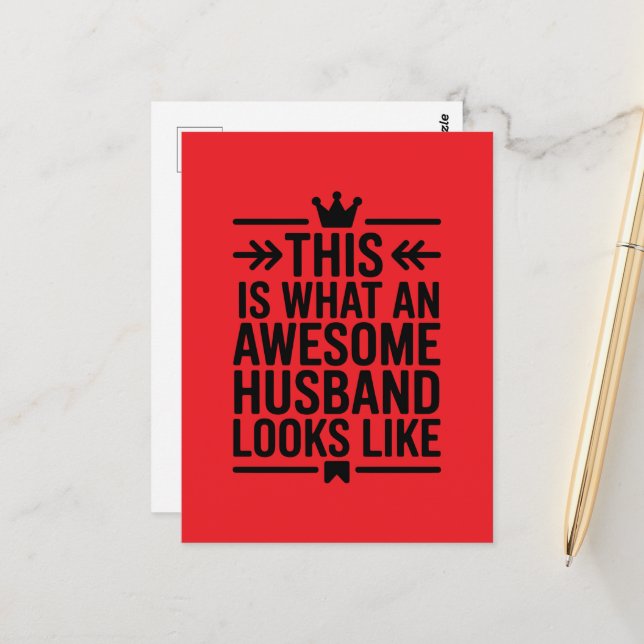 Fantastischer Ehemann Minimale Typografie Postkarte (Vorderseite/Rückseite Beispiel)
