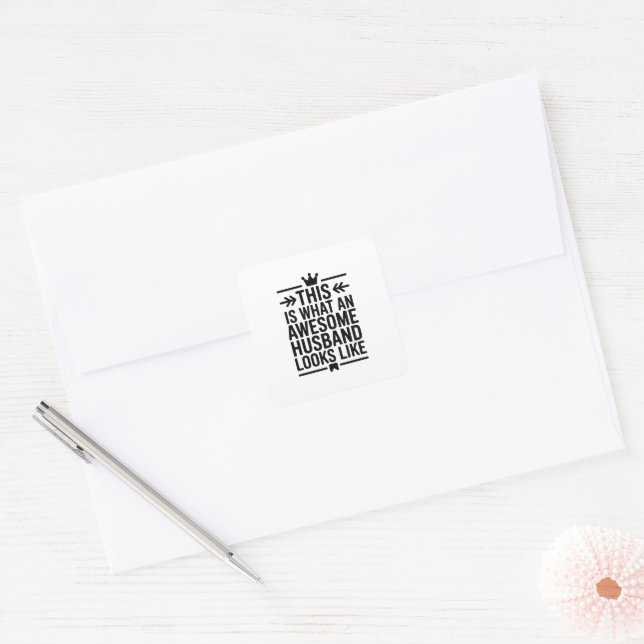 Fantastischer Ehemann Minimale Typografie Quadratischer Aufkleber (Umschlag)