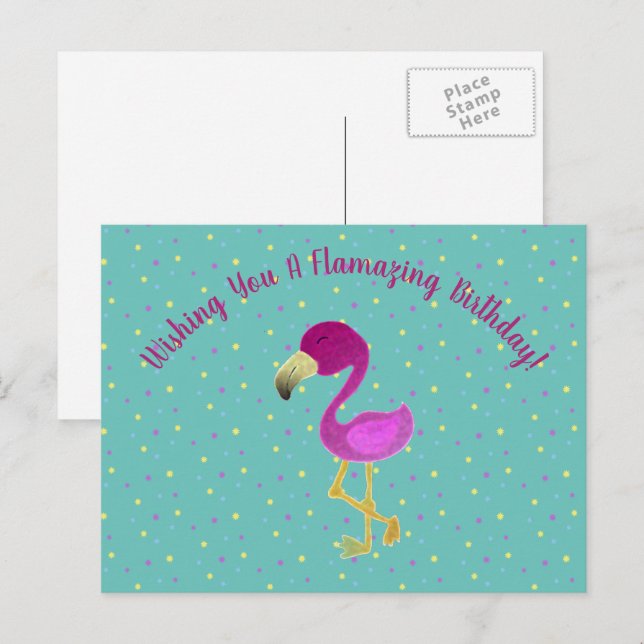 Fantastischer Flamingo Feiertagspostkarte (Vorne/Hinten)