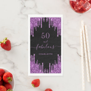 Fantastischer Geburtstag schwarzer lila Glitzer Fu Serviette
