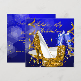 Fantastischer Glitzer Blue Gold High Heel Geburtst Einladung