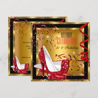Fantastischer Glitzer Red High Heels Gold Geburtst Einladung