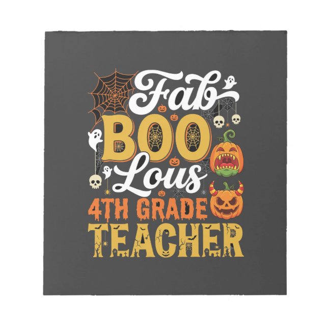 Fantastischer Halloween-Lehrer der 4. Klasse Notizblock (Vorderseite)
