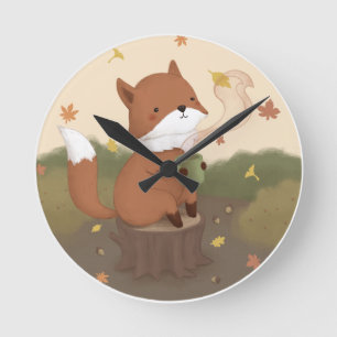 Fantastischer Herbst: Fuchs Runde Wanduhr