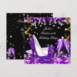 Fantastischer Lila Glitzer High Heel 50. Geburtsta Einladung