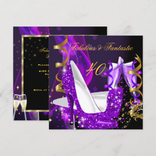 Fantastischer Moderner Lila Gold Geburtstag 3 Einladung