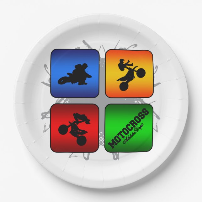 Fantastischer Motocross-städtische Art Pappteller (Vorderseite)
